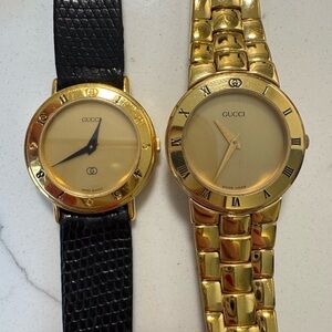 Gucci Gold and Black Watch Duo